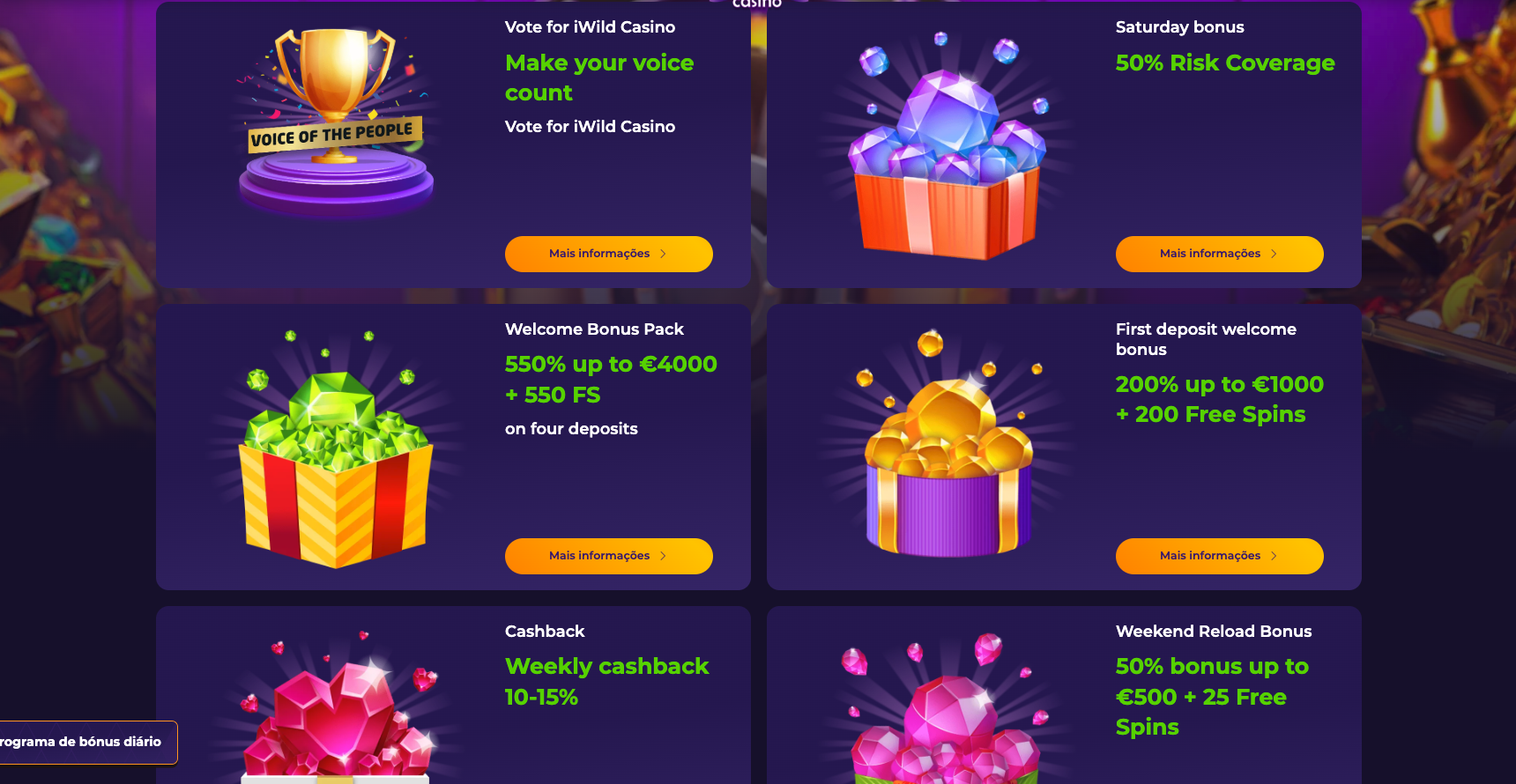 Bónus no IWild Casino Online IWild Casino Online Bónus