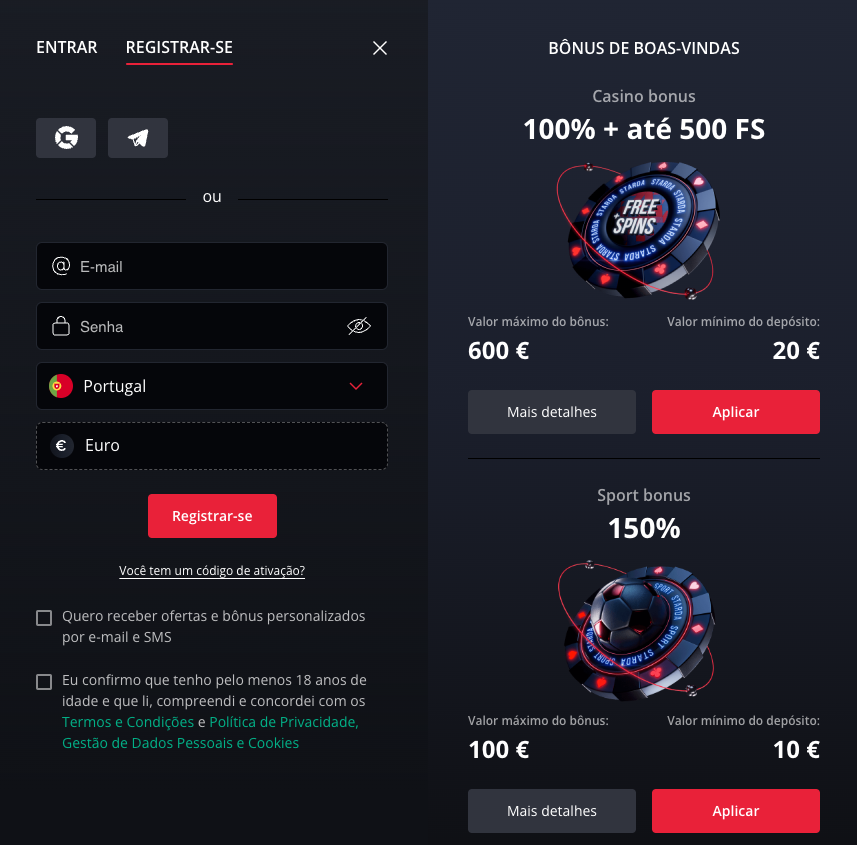 Registo no Starda Casino Online Starda Casino Online registo