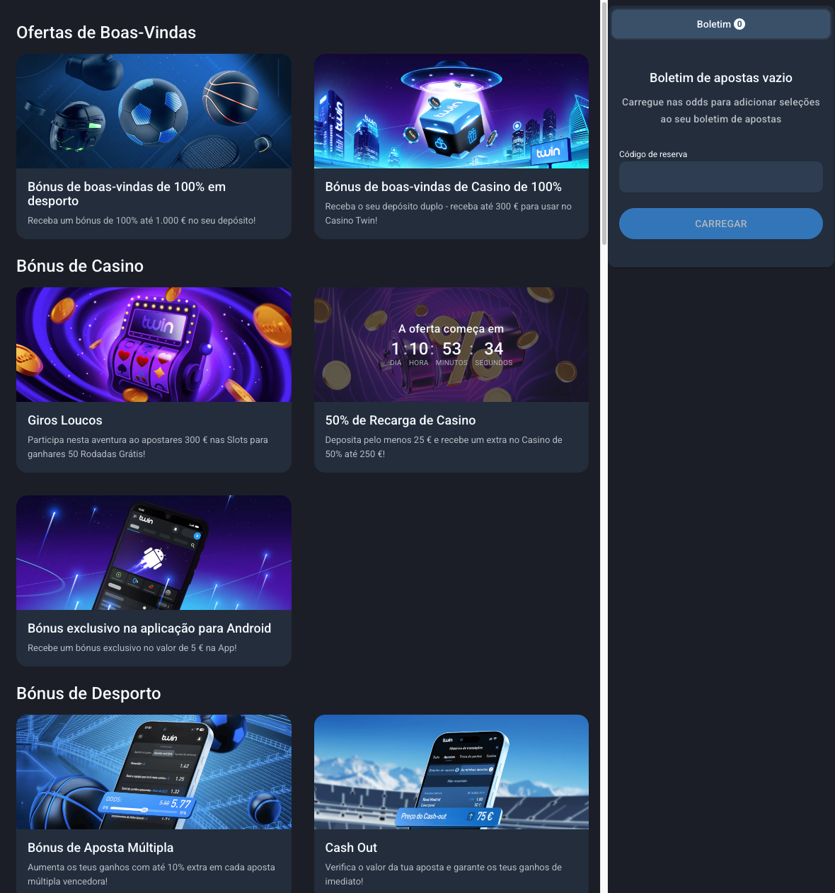 Bónus no Twin Casino Online Twin Casino Online Bónus