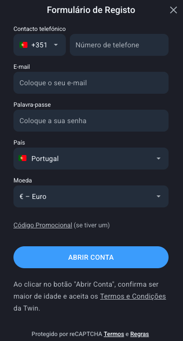 Registo no Twin Casino Online Twin Casino Online registo