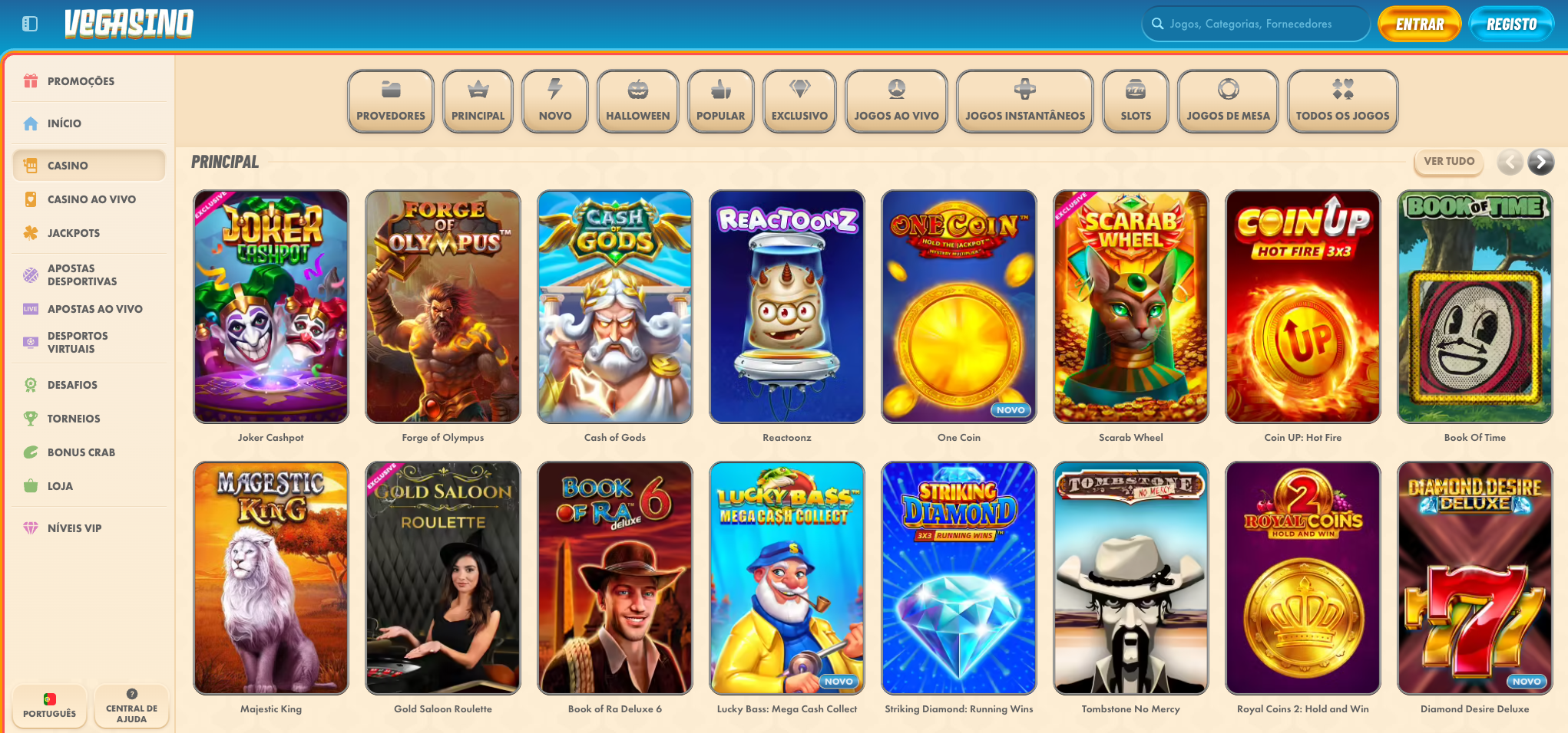 Jogos no Vegasino Casino Vegasino Casino registo